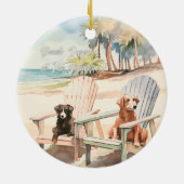 Honden in Adirondack Stoelen Pastel Beach Scene Keramisch Ornament (Achterkant)