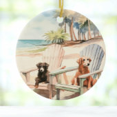Honden in Adirondack Stoelen Pastel Beach Scene Keramisch Ornament