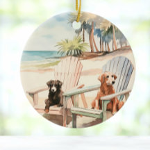 Honden in Adirondack Stoelen Pastel Beach Scene
