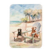 Honden in Adirondack Stoelen Pastel Beach Scene Magneet (Verticaal)