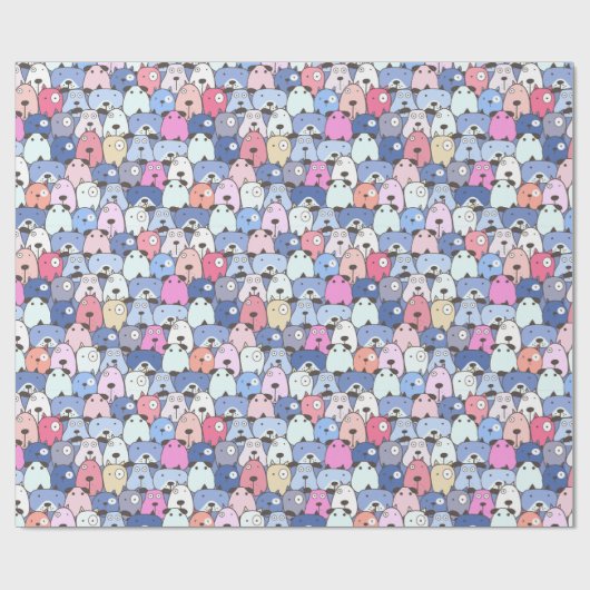 Honden in Blauwe Hemel Cadeaupapier (Vlak)