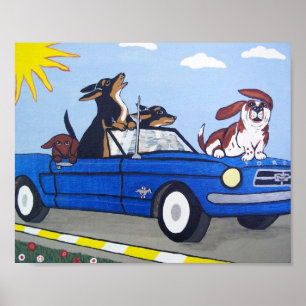 Honden in Blue Mustang Summer Cruising Poster