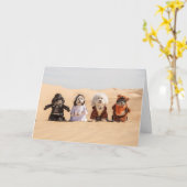 Honden in Costumes Card Kaart (Gele Bloem)