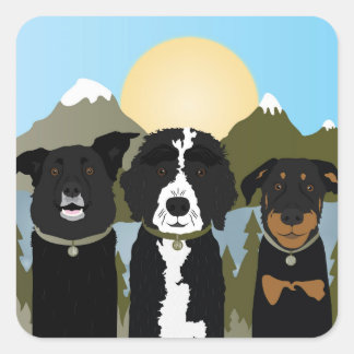 Honden in de bergen vierkante sticker