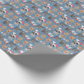 Honden in de buurt Kerstblauw Cadeaupapier (Hoek)