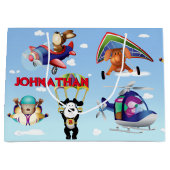 Honden in de luchtvaart personaliseren groot cadeauzakje (Voorkant)