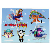 Honden in de luchtvaart personaliseren groot cadeauzakje (Achterkant)