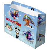 Honden in de luchtvaart personaliseren groot cadeauzakje (Achterkant Gekanteld)