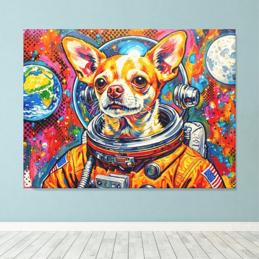 HONDEN IN DE RUIMTE-CHIHUAHUA 10 CANVAS AFDRUK (Insitu (Houten vloer))