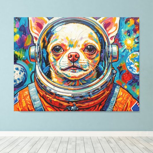 HONDEN IN DE RUIMTE-CHIHUAHUA 3 CANVAS AFDRUK (Insitu (Houten vloer))