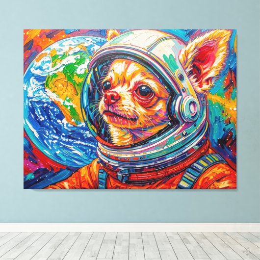 HONDEN IN DE RUIMTE-CHIHUAHUA 6 CANVAS AFDRUK (Insitu (Houten vloer))