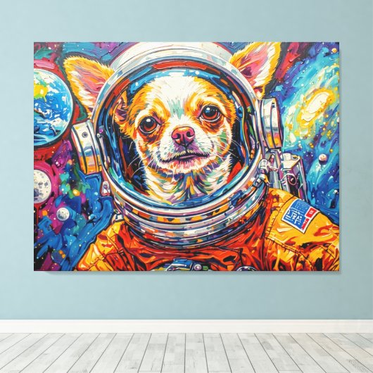 HONDEN IN DE RUIMTE-CHIHUAHUA 8 CANVAS AFDRUK (Insitu (Houten vloer))