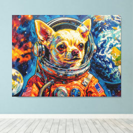 HONDEN IN DE RUIMTE-CHIHUAHUA CANVAS AFDRUK