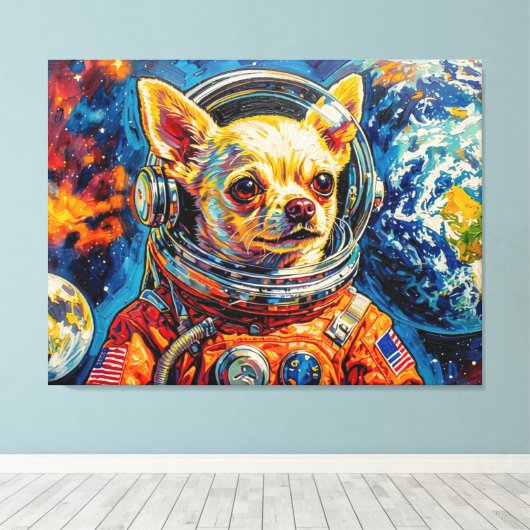 HONDEN IN DE RUIMTE-CHIHUAHUA CANVAS AFDRUK (Insitu (Houten vloer))