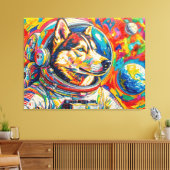 HONDEN IN DE RUIMTE-HUSKY 4 CANVAS AFDRUK (Insitu (Woonkamer))