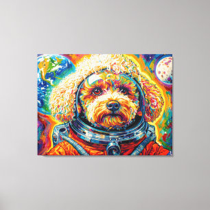 HONDEN IN DE RUIMTE-POODLE 12 CANVAS AFDRUK
