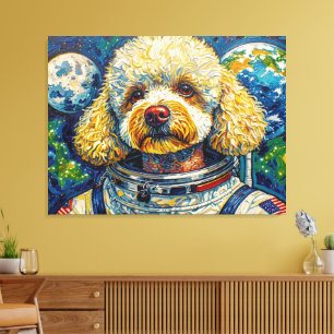 HONDEN IN DE RUIMTE-POODLE 16 CANVAS AFDRUK