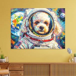 HONDEN IN DE RUIMTE-POODLE 19 CANVAS AFDRUK