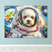 HONDEN IN DE RUIMTE-POODLE 19 CANVAS AFDRUK (Insitu (Houten vloer))