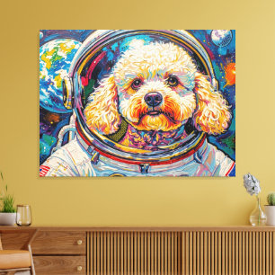 HONDEN IN DE RUIMTE-POODLE 20 CANVAS AFDRUK