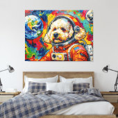 HONDEN IN DE RUIMTE-POODLE 2 CANVAS AFDRUK (Insitu (Slaapkamer))