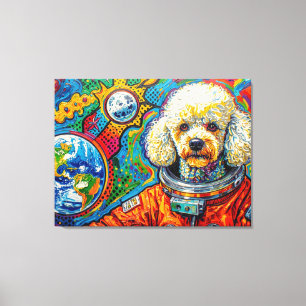 HONDEN IN DE RUIMTE-POODLE 5 CANVAS AFDRUK