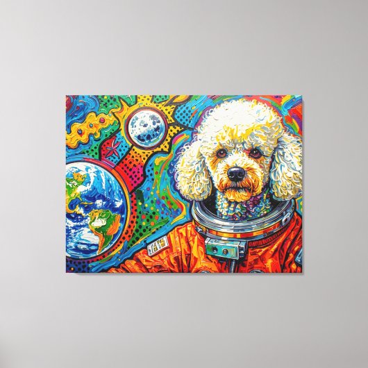 HONDEN IN DE RUIMTE-POODLE 5 CANVAS AFDRUK (Voorkant)