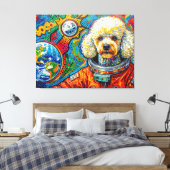 HONDEN IN DE RUIMTE-POODLE 5 CANVAS AFDRUK (Insitu (Slaapkamer))