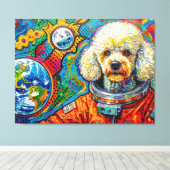 HONDEN IN DE RUIMTE-POODLE 5 CANVAS AFDRUK (Insitu (Houten vloer))