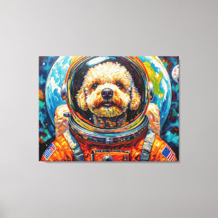 HONDEN IN DE RUIMTE-POODLE 8 CANVAS AFDRUK
