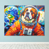 HONDEN IN DE RUIMTE ST. BERNARD 7 CANVAS AFDRUK (Insitu (Houten vloer))