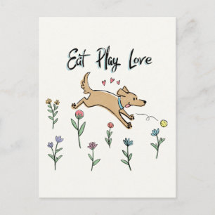 Honden in de tuin II   Eat Play Love Briefkaart