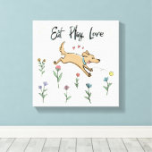 Honden in de tuin II | Eat Play Love Canvas Afdruk (Insitu (Houten vloer))