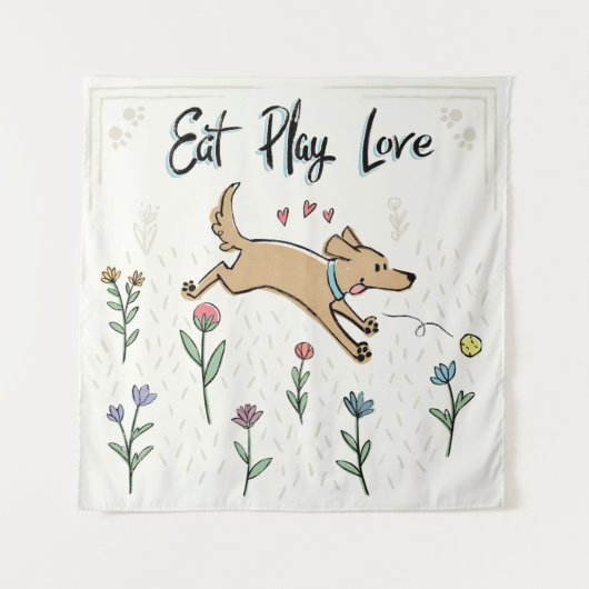 Honden in de tuin II | Eat Play Love Wandkleed (Voorkant (horizontaal))