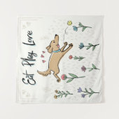 Honden in de tuin II | Eat Play Love Wandkleed (Voorkant)