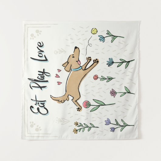 Honden in de tuin II | Eat Play Love Wandkleed (Voorkant)