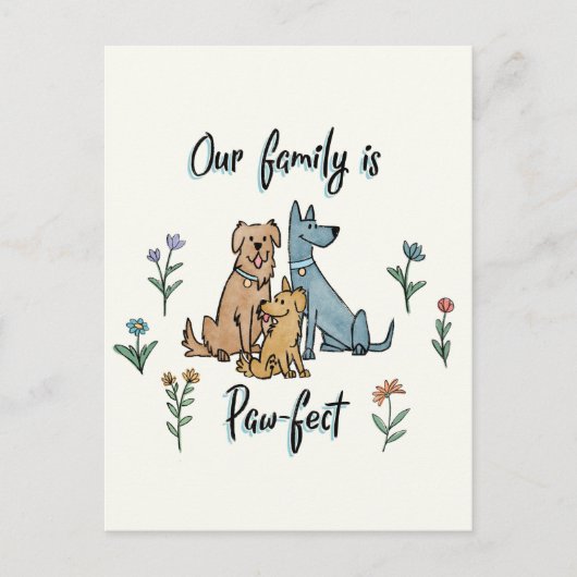 Honden in de tuin IV | Ons gezin is een poofaffel Briefkaart (Voorkant)