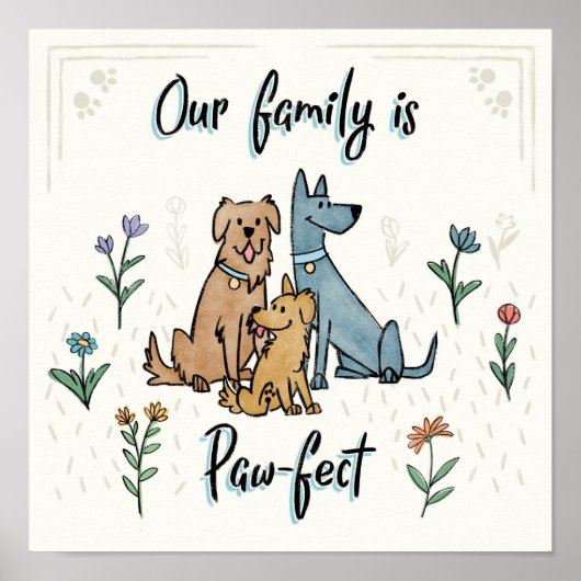 Honden in de tuin IV | Ons gezin is een poofaffel Poster (Voorkant)
