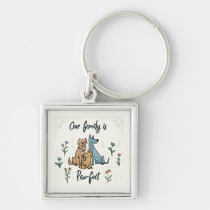Honden in de tuin IV   Ons gezin is een poofaffel Sleutelhanger