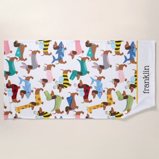 Honden in Disguise Halloween Costume Dachshunds  Strandlaken (Voorkant)