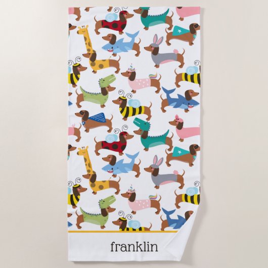 Honden in Disguise Halloween Costume Dachshunds Strandlaken (Voorkant)