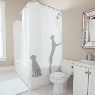 Honden in douche achter silhouet schaduw grappig p douchegordijn