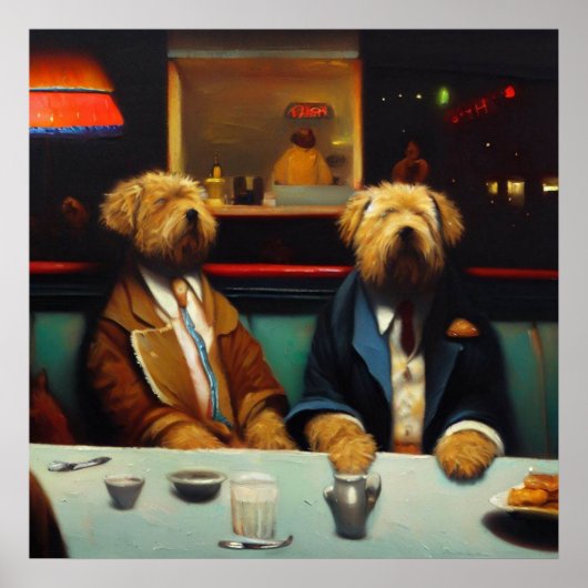 Honden in een diner poster (Voorkant)