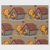 Honden in een doghuis-omslagpapier cadeaupapier (Vlak)
