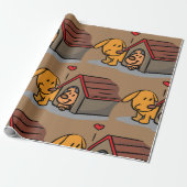 Honden in een doghuis-omslagpapier cadeaupapier (Uitgerold)