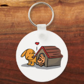 Honden in een Sleutelhanger in een hondenhuis (Voorkant)