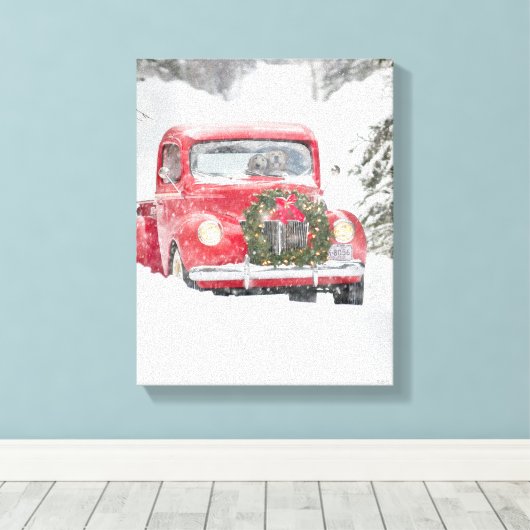 Honden in een vrachtwagen canvas afdruk (Insitu (Houten vloer))