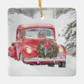 Honden in een vrachtwagen keramisch ornament (Voorkant)