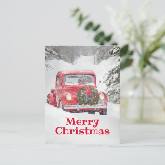 Honden in een vrachtwagen uitnodiging briefkaart (Staand voorkant)