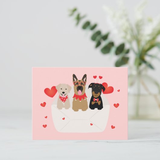Honden in envelope Love Briefkaart (Staand voorkant)